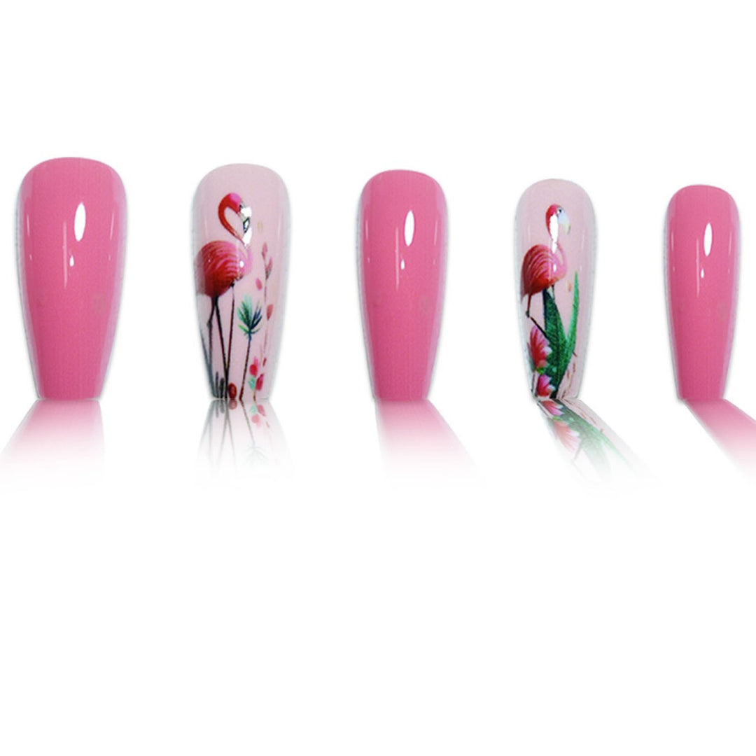 Floral Flamingo Press-On Nail Extensions Bowlift