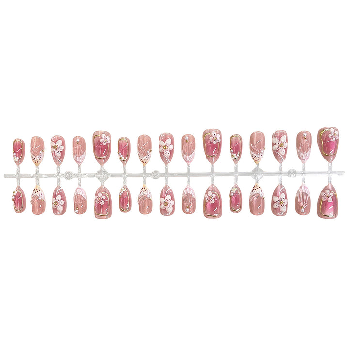 Detailed Floral Design Press-On Nail Set Bowlift