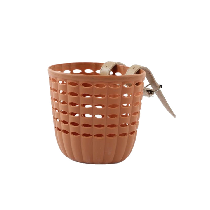 Detachable Front Bicycle Basket with Leather Straps and Ventilated Plastic Design Bowlift