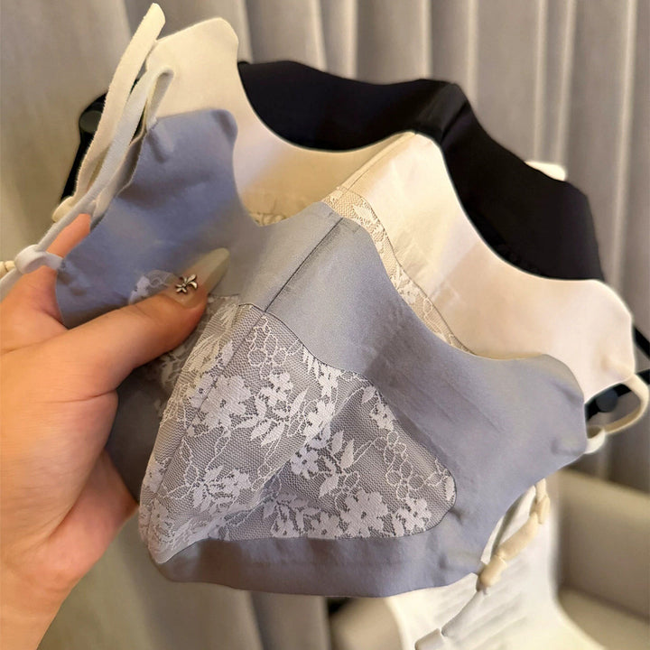 Lace-Panel Breathable Reusable Face Mask with Adjustable Ear Loops Bowlift