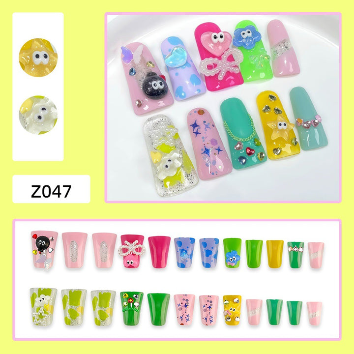 Creative press-on nails with playful 3D designs Bowlift