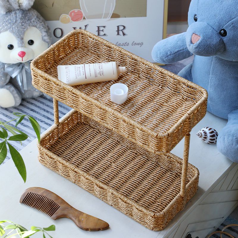 Multi-Tiered Wicker Storage Display Tray Bowlift