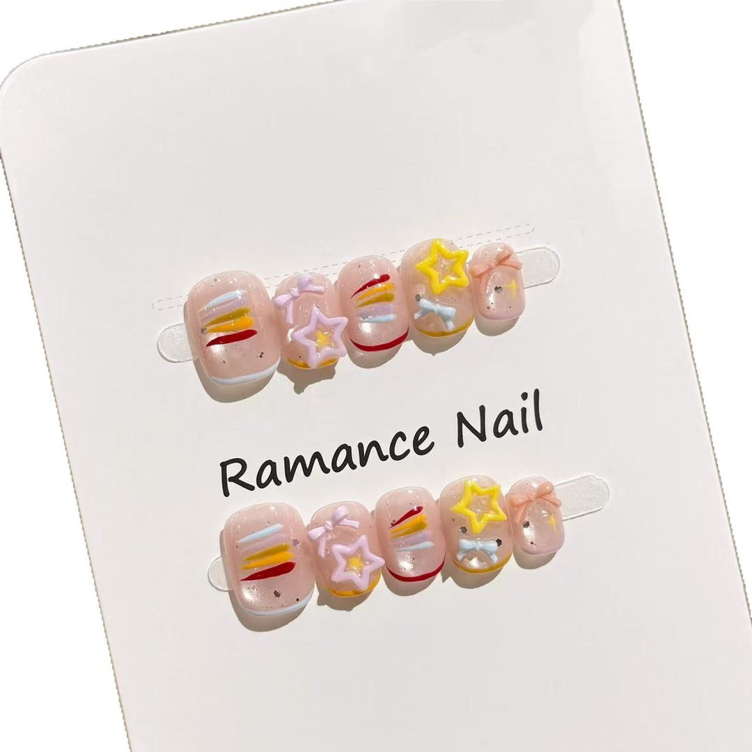Artistic Press-On Nail Set Bowlift