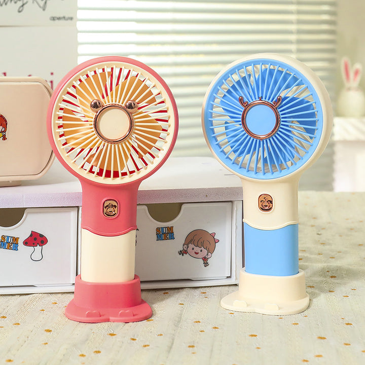 Ladies portable hand fan with playful bear design Bowlift