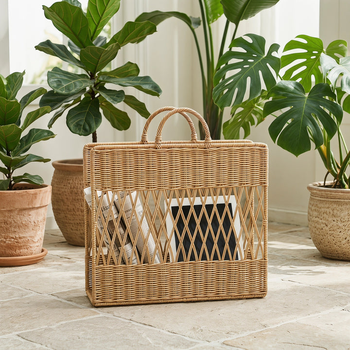 Handmade storage basket with viewing window Bowlift
