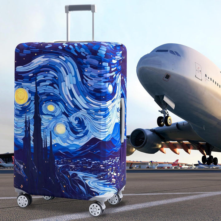 Unisex non-elastic suitcase protective cover with world travel design for hard-shell trolley and spinner wheels Bowlift