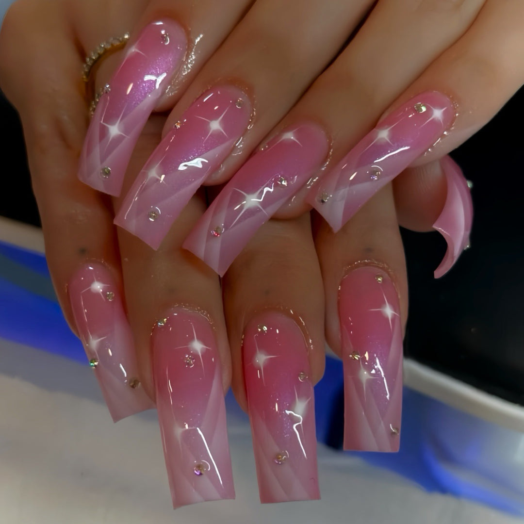 Premium Decorative Long Press-On Nail Extensions Bowlift