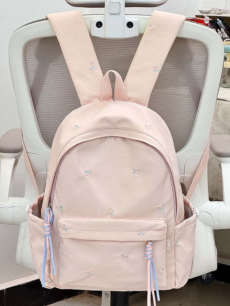 Charming Embroidered School Backpack