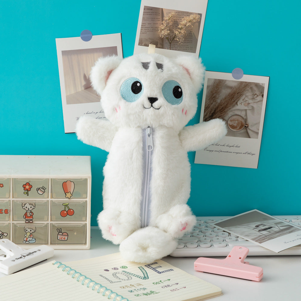 Cute Plush Cat-Themed Pencil Case Bowlift