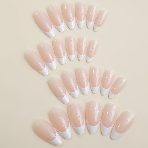Elegant artificial nail set with classic French tips Bowlift