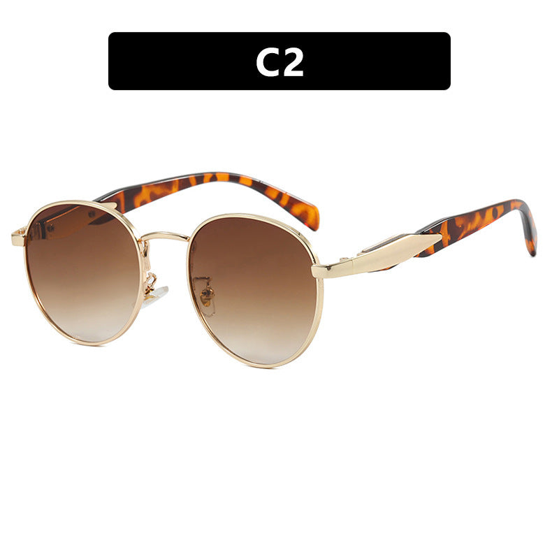 Women's round sunglasses with elegant, golden frame and UV protection Bowlift