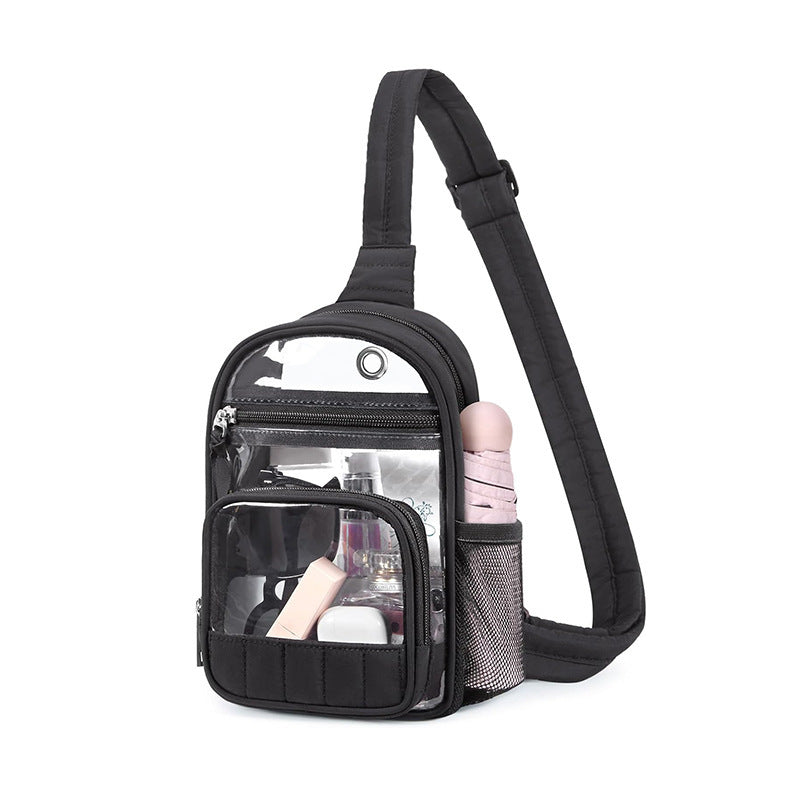 Practical shoulder bag with transparent front pocket Bowlift