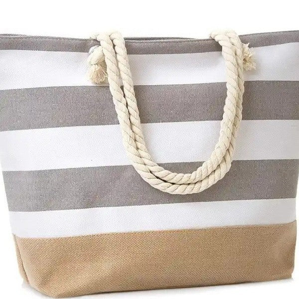 Beach bag with maritime stripes and sturdy rope handles Bowlift