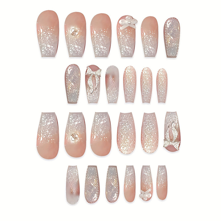 Glittery Bow-Embellished Press-On Nails Bowlift