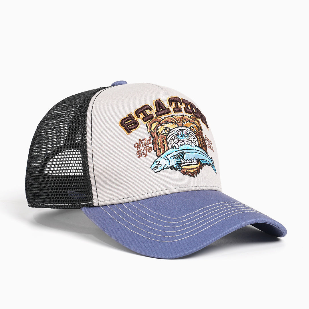 Women Trucker Cap with large embroidery design Bowlift