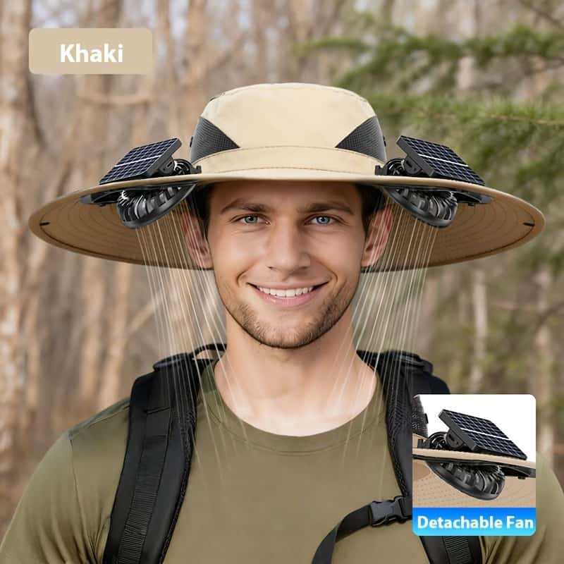 UV-Protect-Sun Hat with removable face and neck protection, integrated solar fan and breathable mesh Bowlift