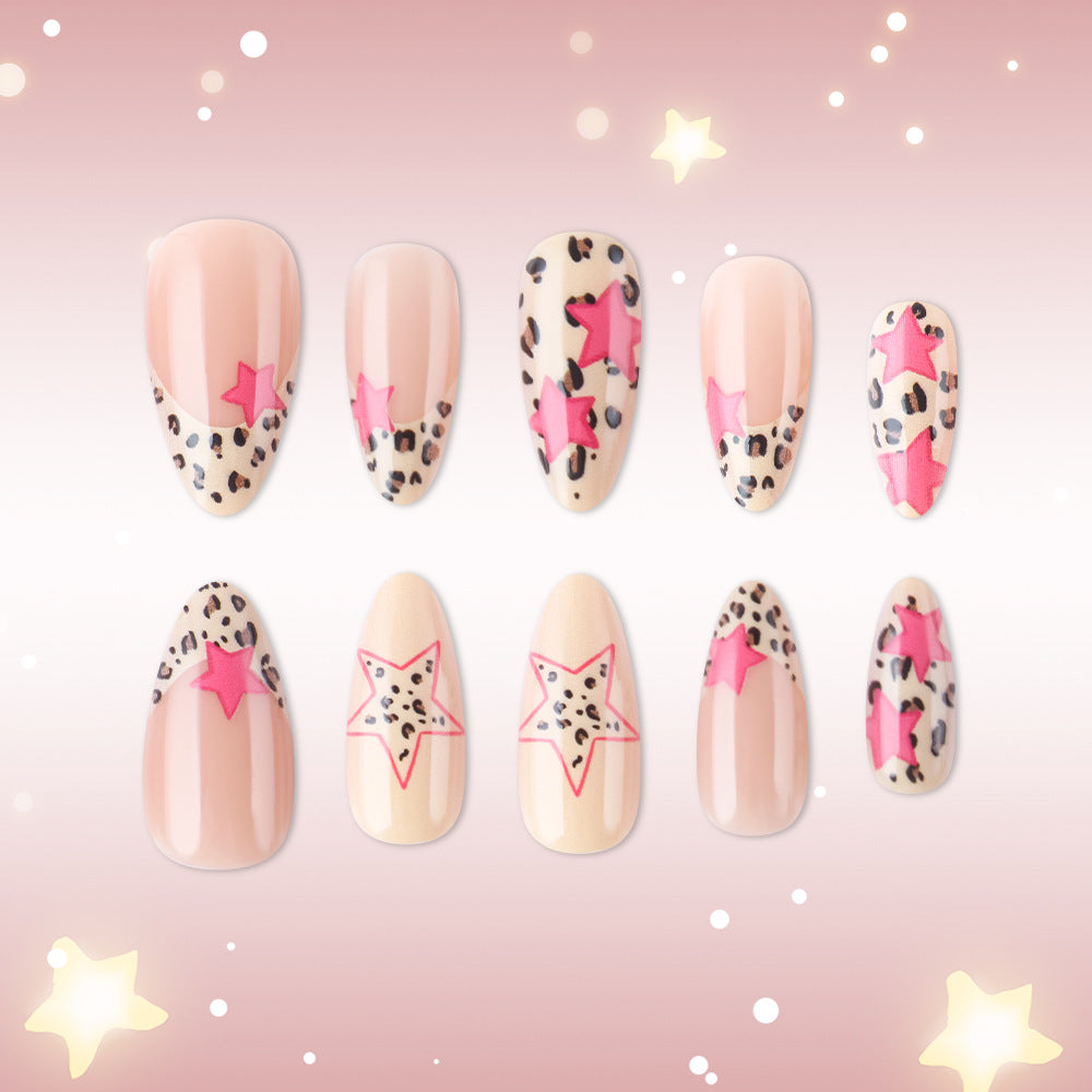 Stylish Star and Leopard Print Press-On Nails Bowlift