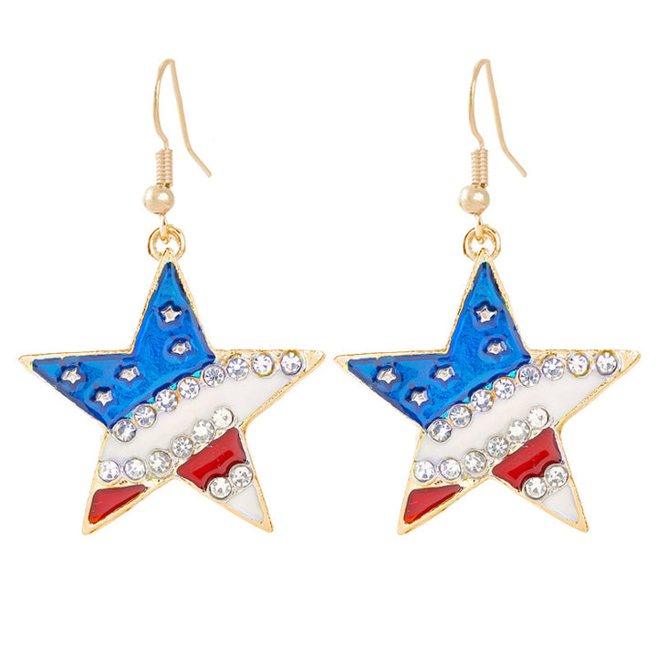 Women nan enamel horseshoe earrings with star motif and fishhook closure Bowlift