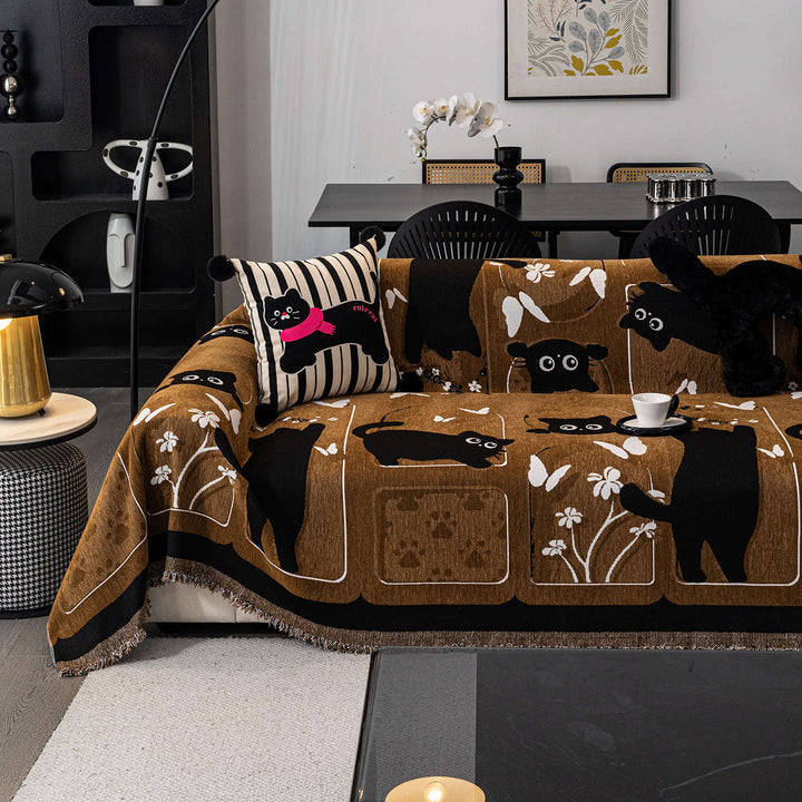 Cozy Cat-Themed Sofa Throw Blanket