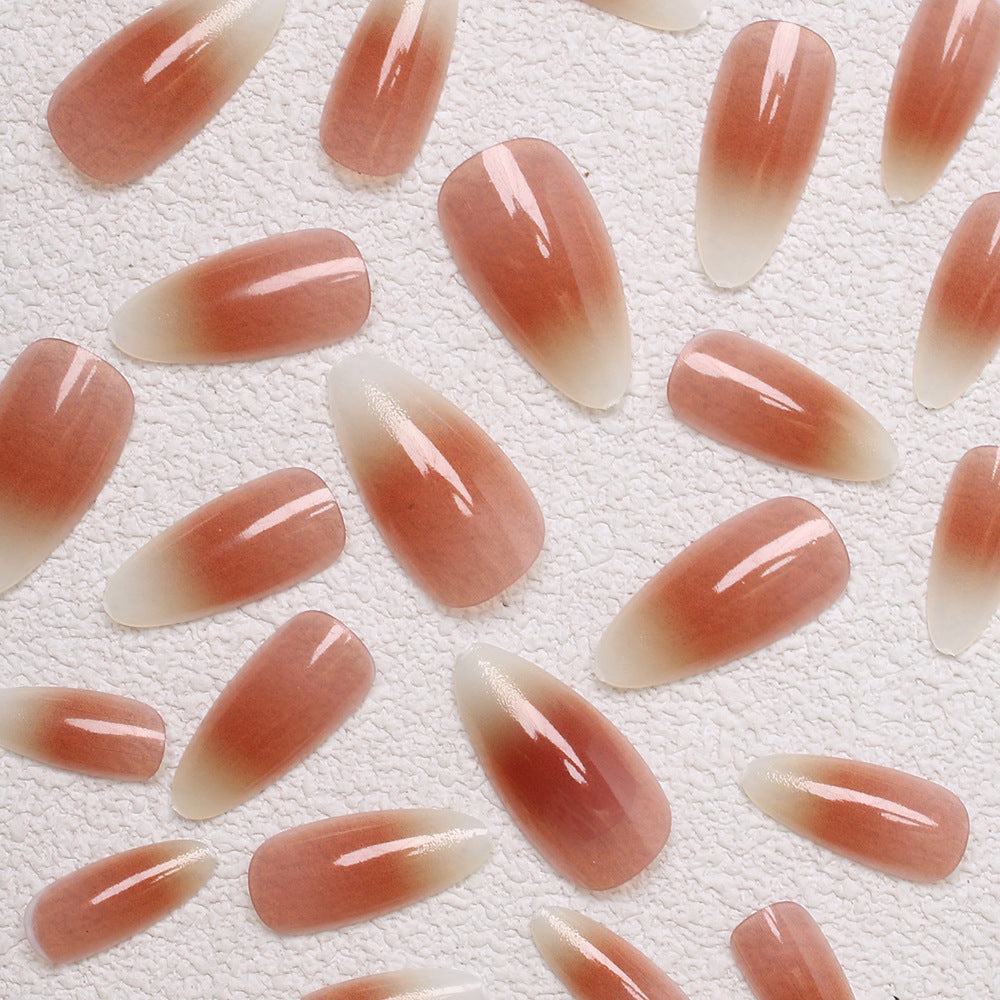 Elegant Ombre Almond Press-On Nails Bowlift