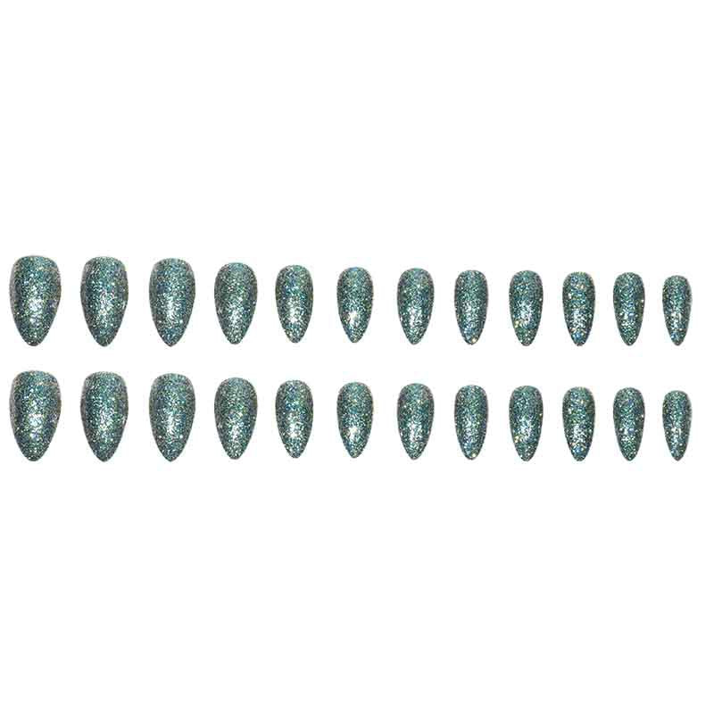 Glittery Acrylic Stiletto Press-On Nails Bowlift