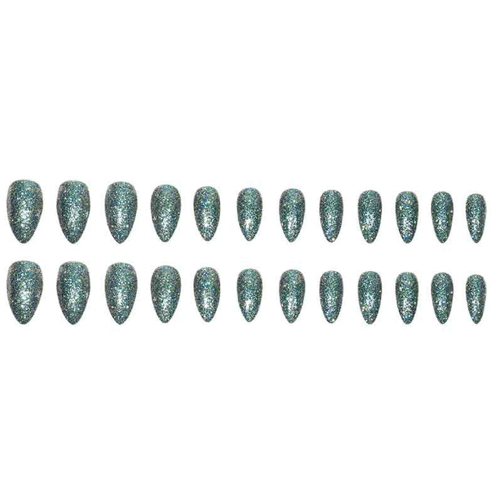 Glittery Acrylic Stiletto Press-On Nails Bowlift