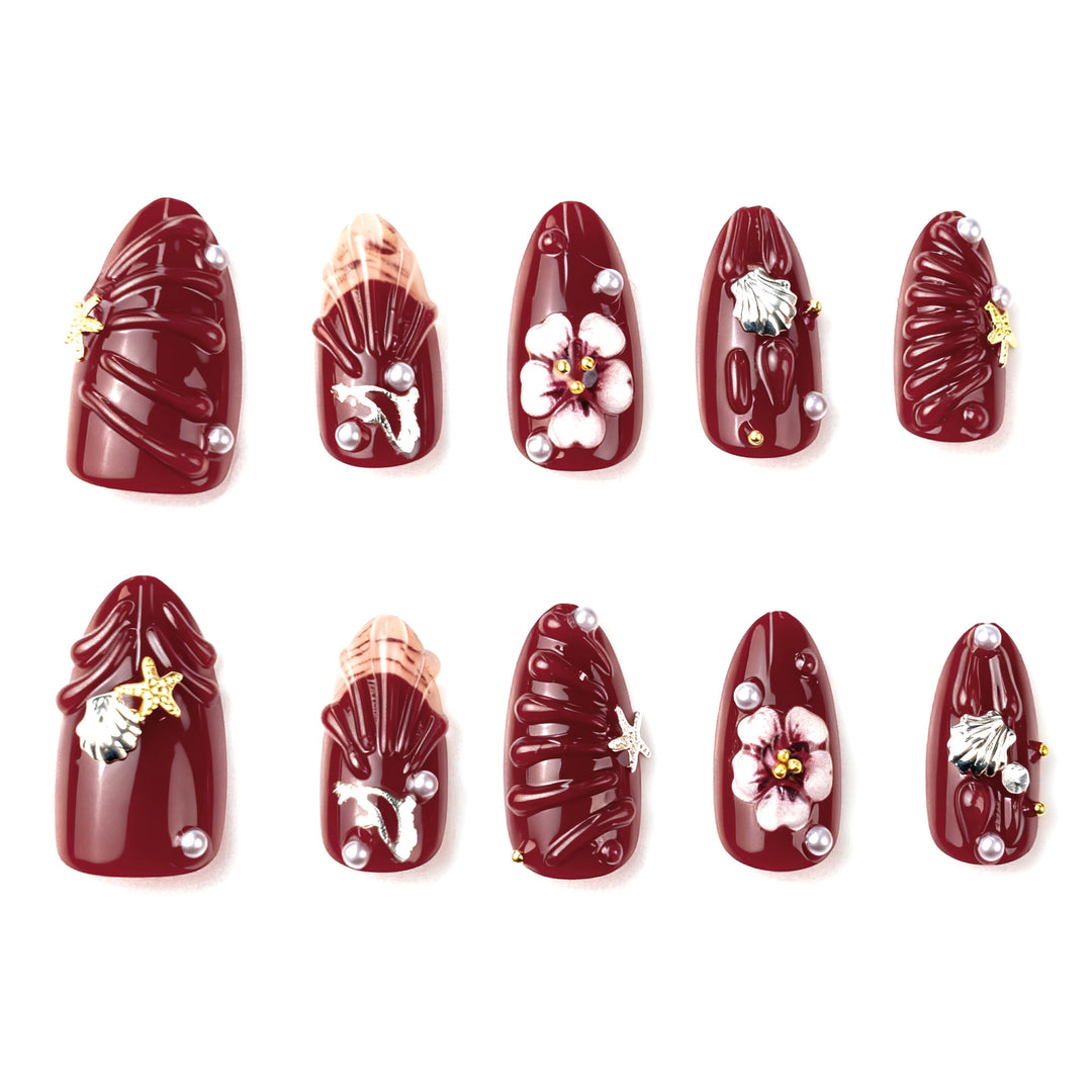 Nail art set with floral rhinestone decorations Bowlift
