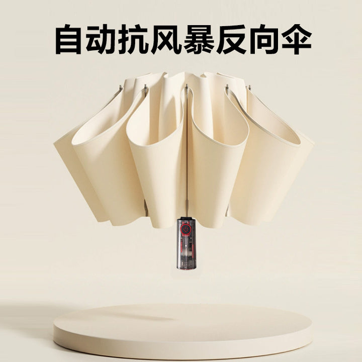 Women's Automatic Windproof Folding Umbrella Bowlift