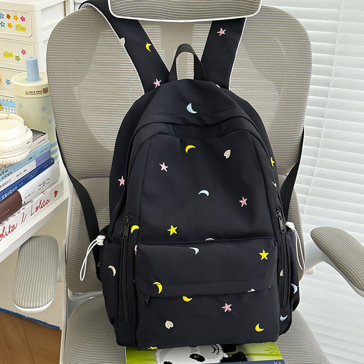 Embroidered Star and Moon Pattern Backpack