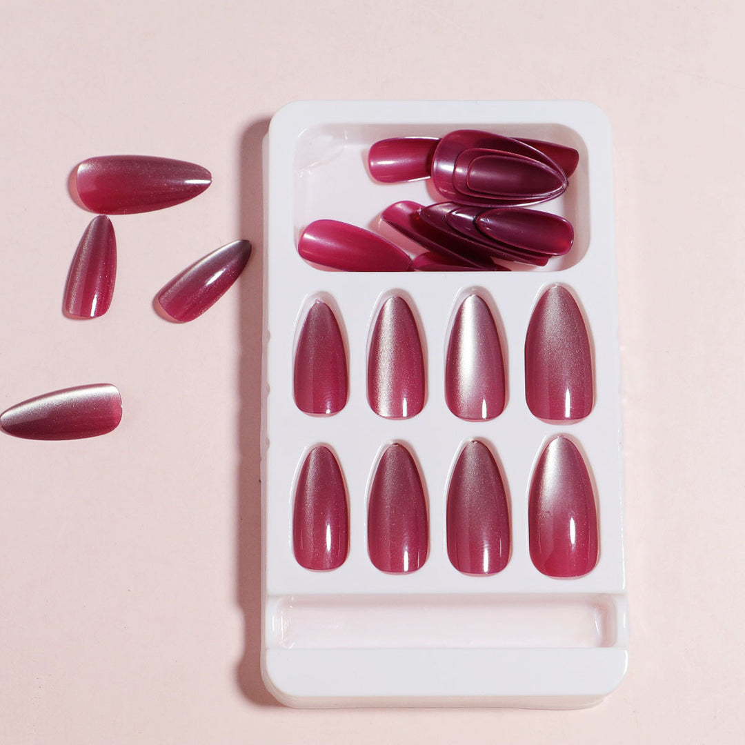 Glossy Almond-Shaped Press-On Nail Set Bowlift 1787225031