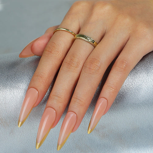 Elegant Long-Shape Press-On Glossy Nail Set Bowlift