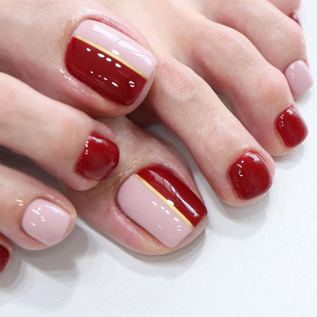Artful toenail design with elegant color gradients and glitter accents Bowlift