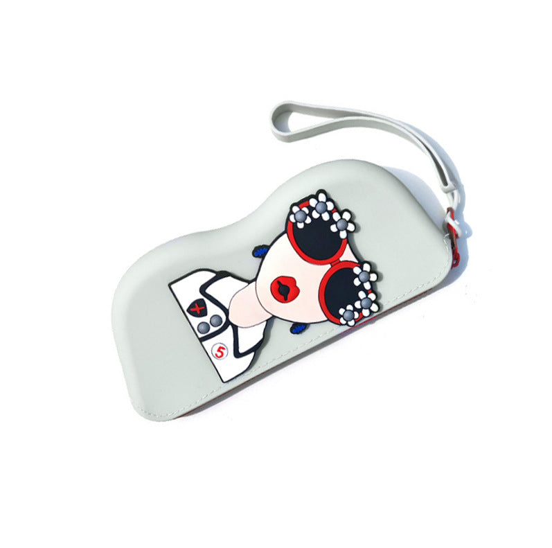 Molded silicone protective sunglasses case with paracord wrist strap and 3D floral eyewear applique Bowlift