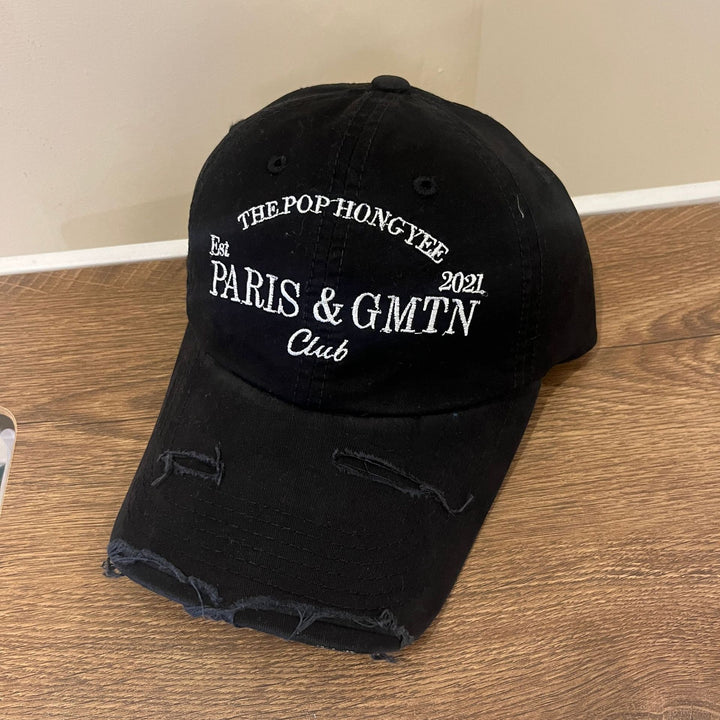 Men's Distressed Cotton Twill Baseball Cap Bowlift