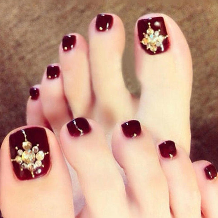Premium Decorative Pedicure Press-On Nail Set Bowlift
