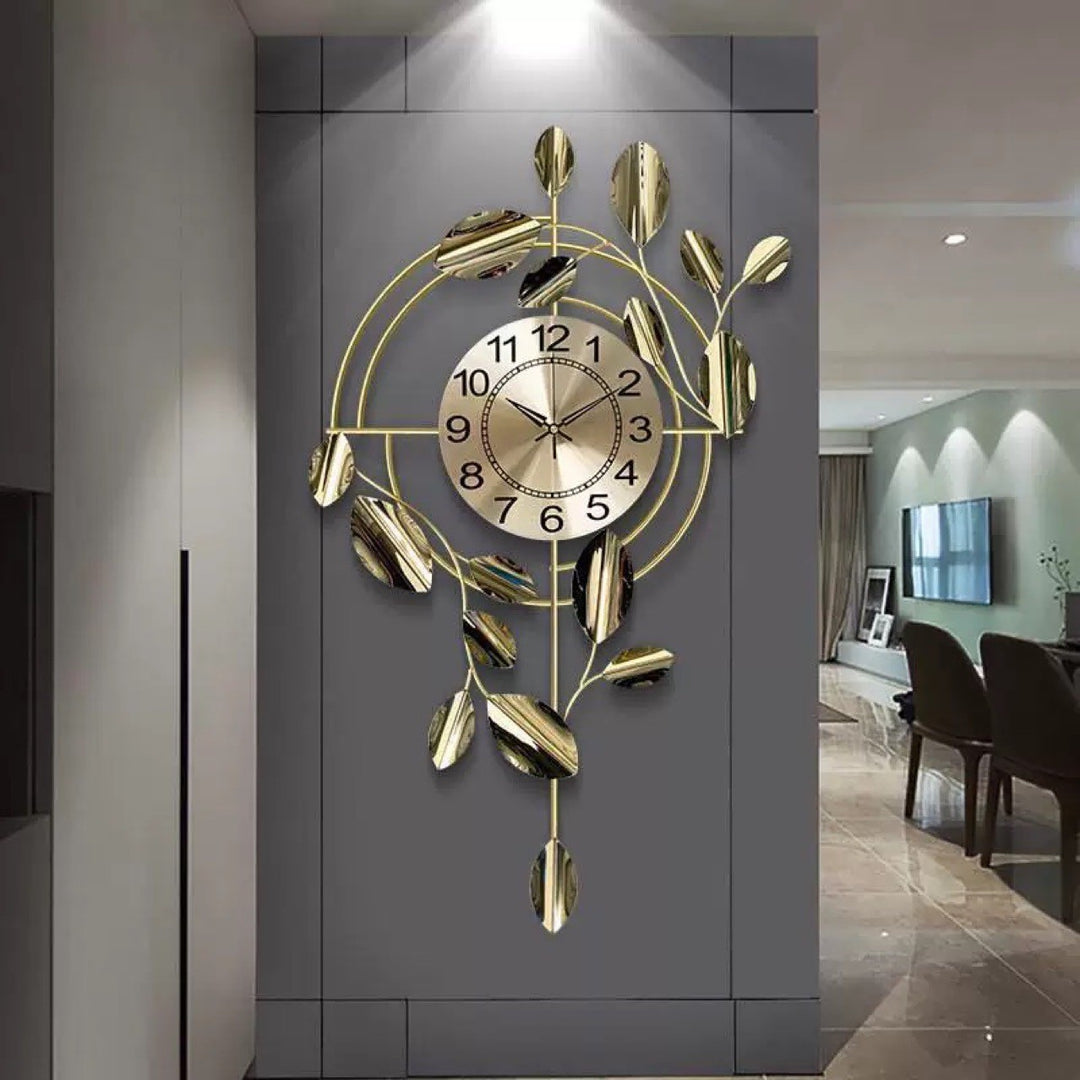Decorative Wall Clock with Leaf Design Bowlift