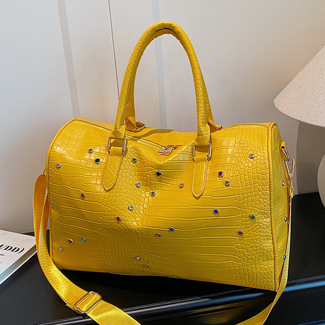 Elegant Handbag with Luxurious Crocodile Pattern and Colorful Applications Bowlift