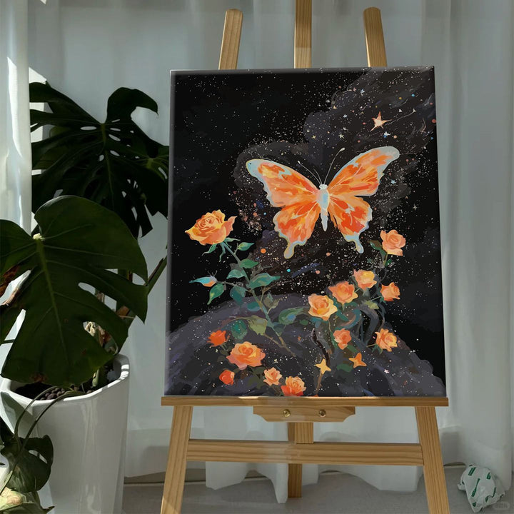 Colorful Butterfly and Floral Canvas Art Print Bowlift