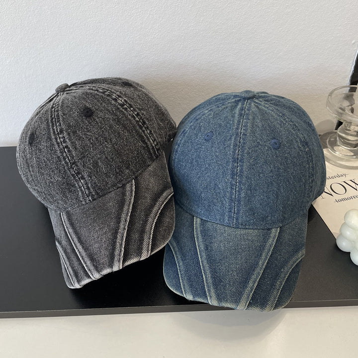 Women's Vintage Distressed Denim Baseball Cap Bowlift