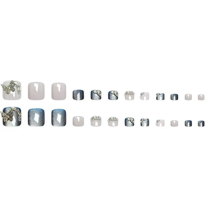 Artificial nail set with elegant 3D decorations and glitter accents Bowlift