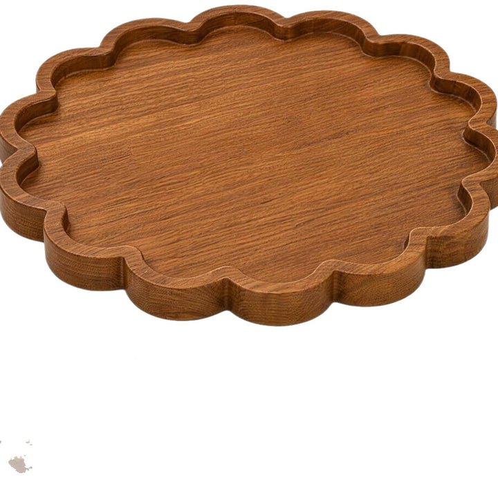 Decorative Scalloped Wooden Serving Tray Bowlift