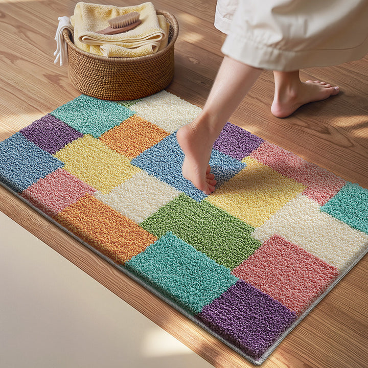Textured Geometric Bath Rug Bowlift