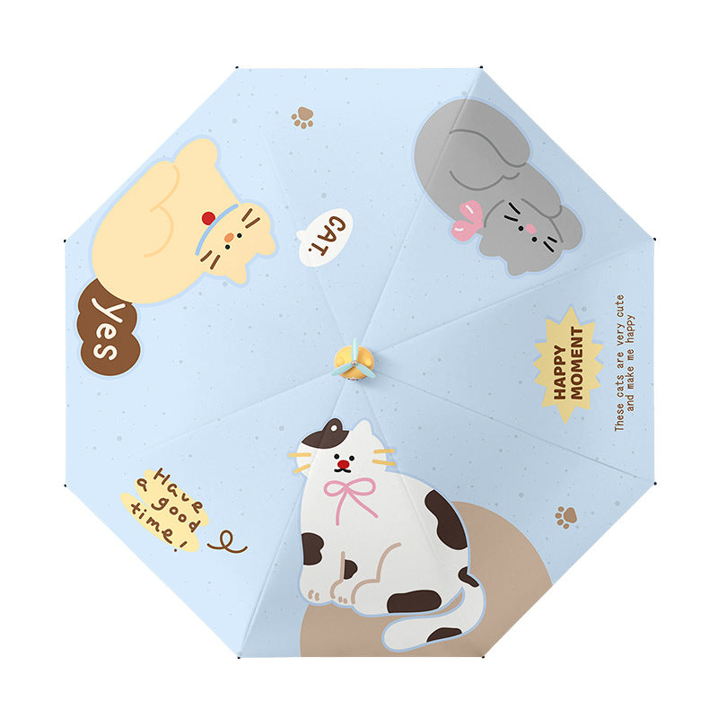 Ladies elegant folding umbrella with ergonomic wooden handle and protective carrying case Bowlift