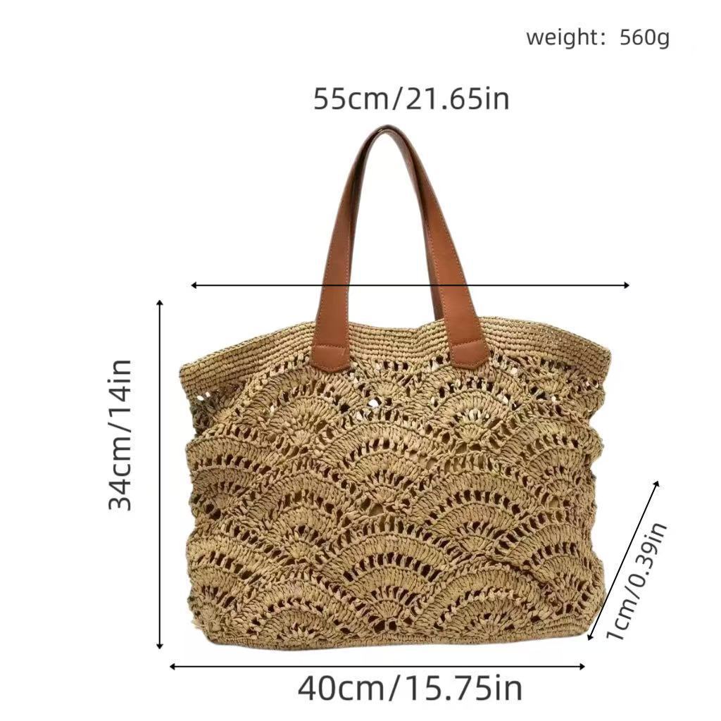 Braided beach bag with leather handles Bowlift