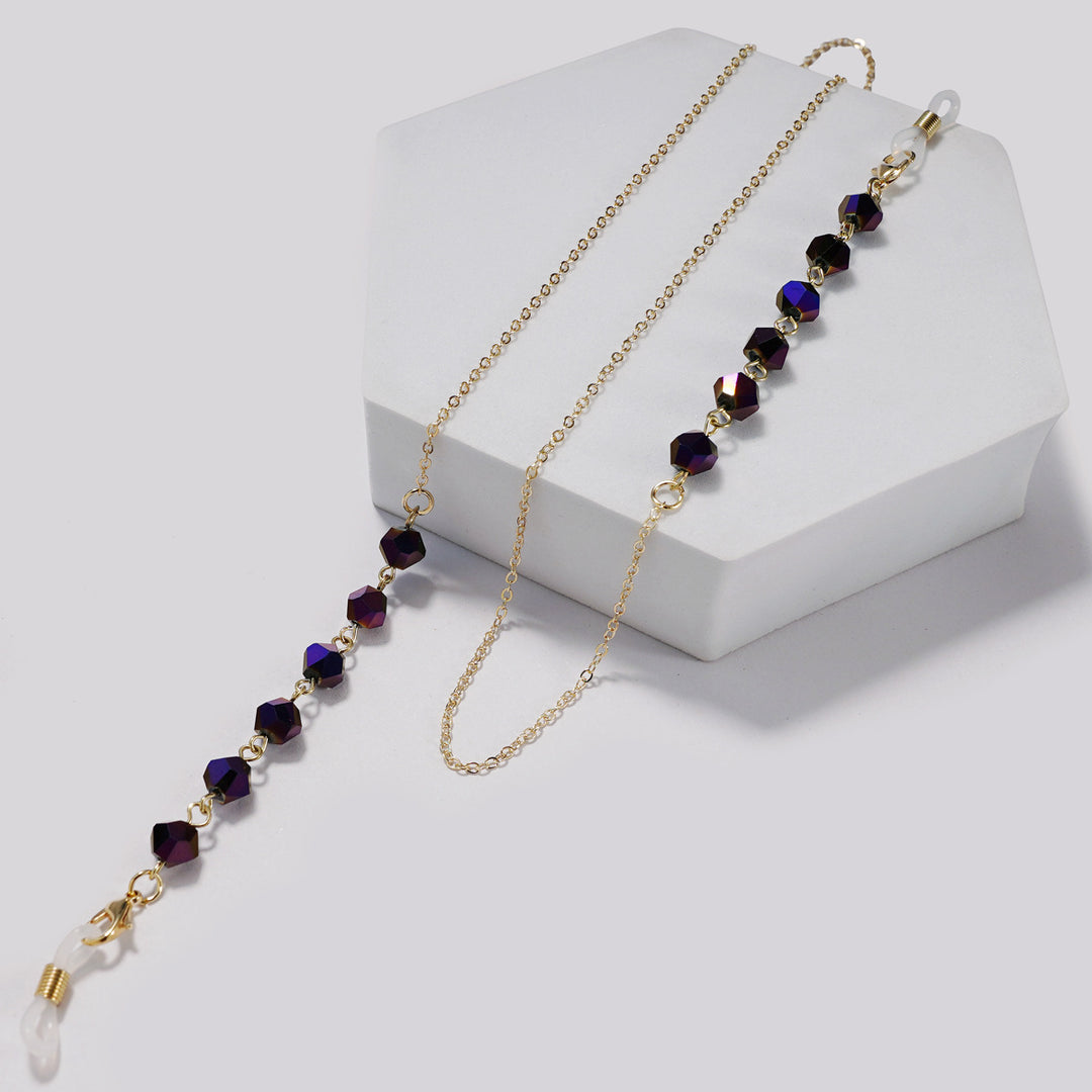 Elegant Crystal Beaded Glasses Chain Bowlift