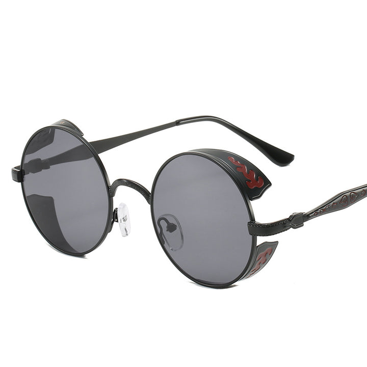 Ladies round sunglasses with luxurious gold frame and decorative elements Bowlift