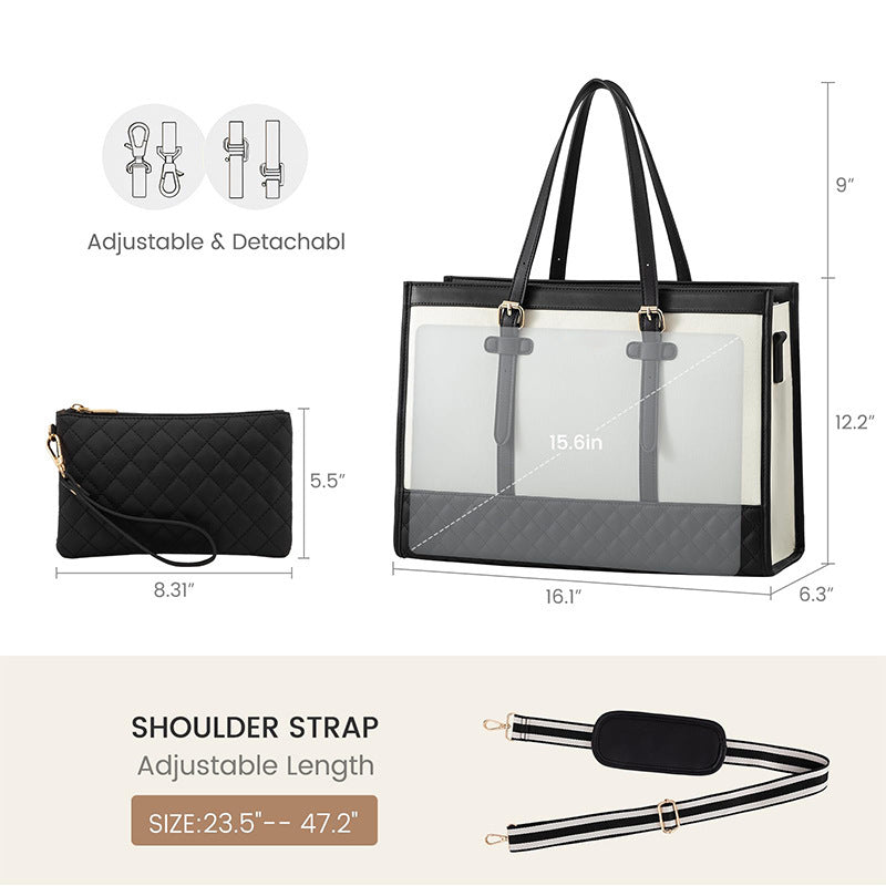 Elegant Tote Bag with Removable Cosmetic Pouch Bowlift