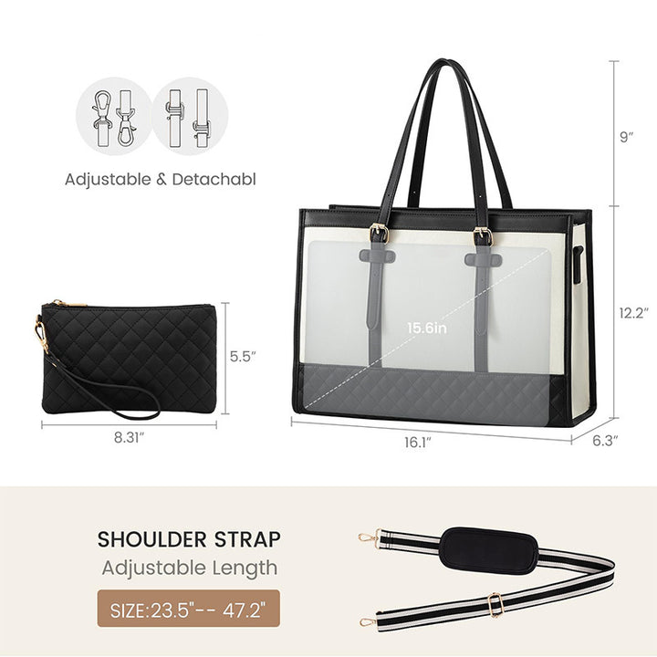 Elegant Tote Bag with Removable Cosmetic Pouch Bowlift