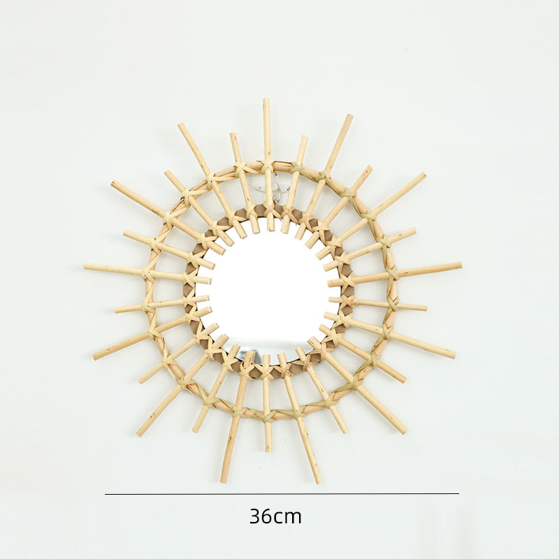 Round Wall Mirror with Rattan Design Bowlift