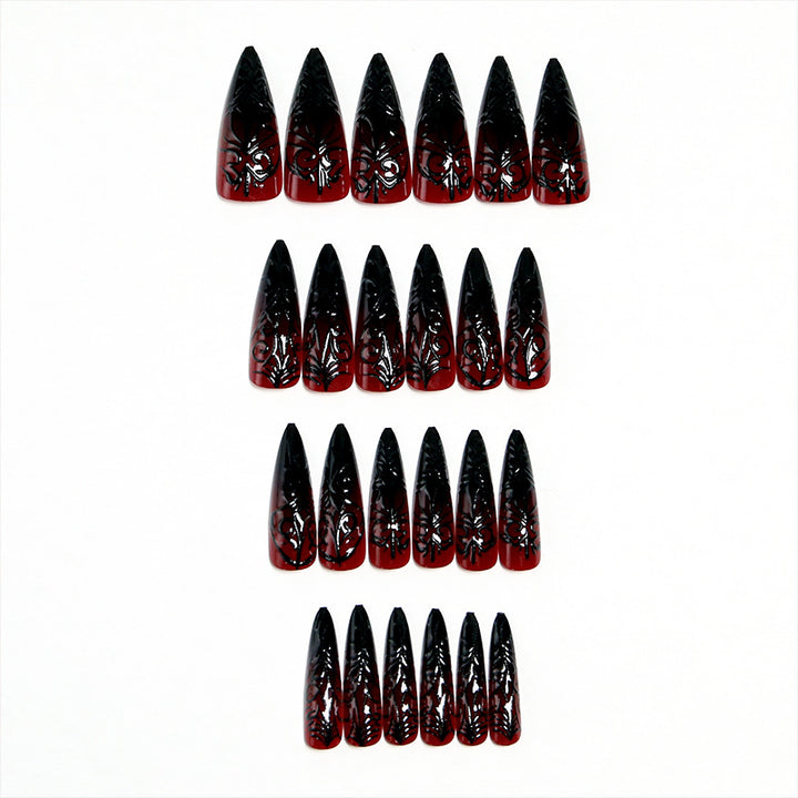 Artificial Nail Set with Elegant Floral Design Bowlift
